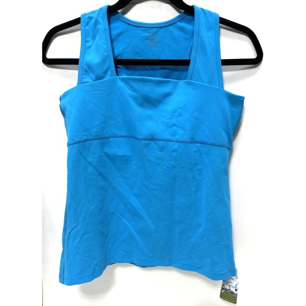 Karma Womens Medium Blue Tank Top Activewear Built-In Sports Bra Stretchy